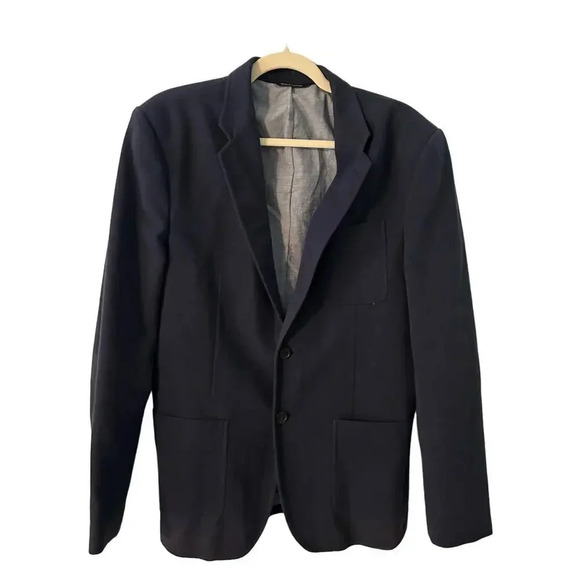 Banana Republic Tailored Fit Blazer Size 42 Lined Cotton Navy Preppy - Picture 1 of 6